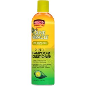 (2 Pack) African Pride Olive Miracle Anti-Breakage Formula 2-in-1 Shampoo & Conditioner 12 fl. oz. Bottle2