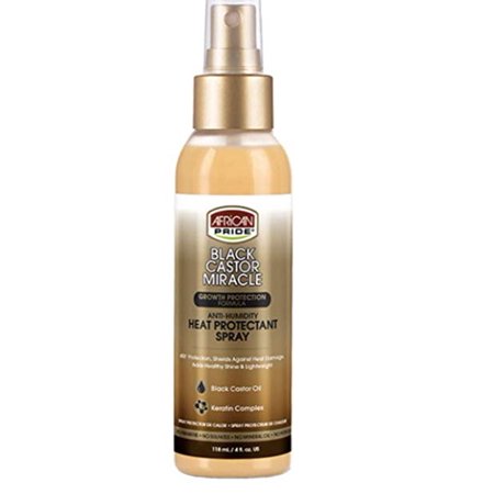 African Pride Black Castor Miracle Anti-Humidity Heat Protectant Spray - 400°F Heat Protection, Shields Against Heat Damage, Contains Black Castor Oil and Keratin Complex, 4 oz - CEL Beauty Center & Supply African Pride Black Castor Miracle Anti-Humidity Heat Protectant Spray - 400°F Heat Protection, Shields Against Heat Damage, Contains Black Castor Oil and Keratin Complex, 4 oz - CEL Beauty Center & Supply